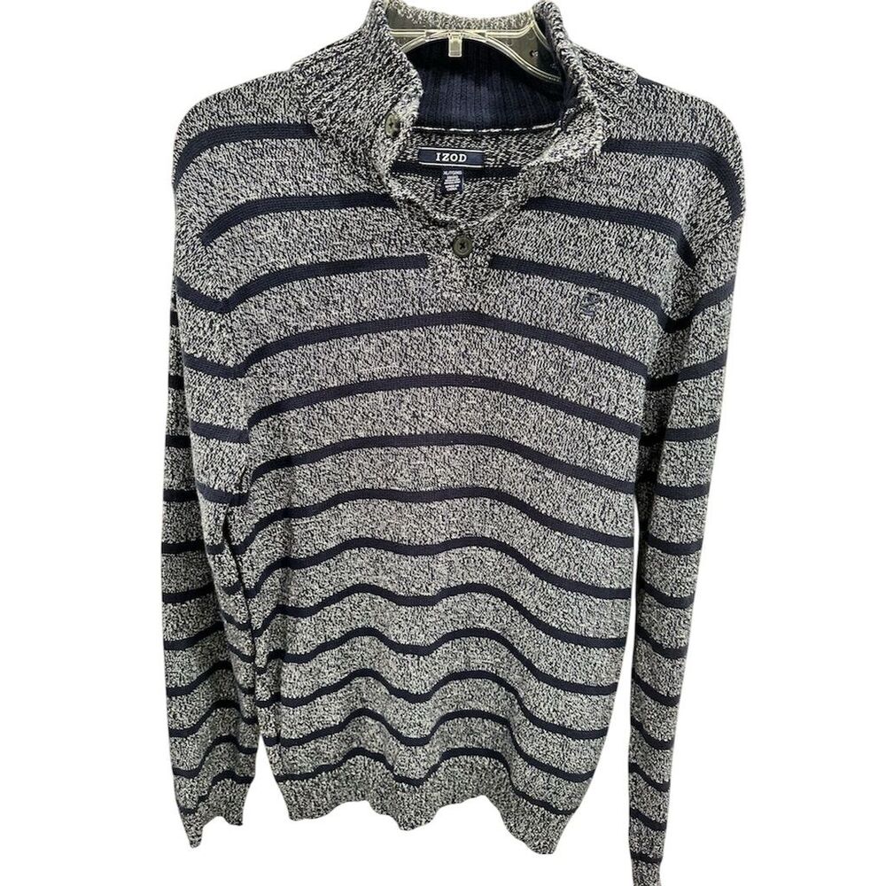 Izod Kids Striped Sweater - Black‎ and Gray